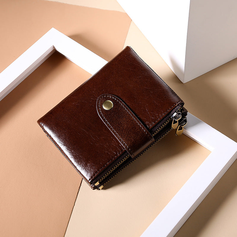 Men's Slots Oil Waxed Vintage Short Clutch Men's Wallets
