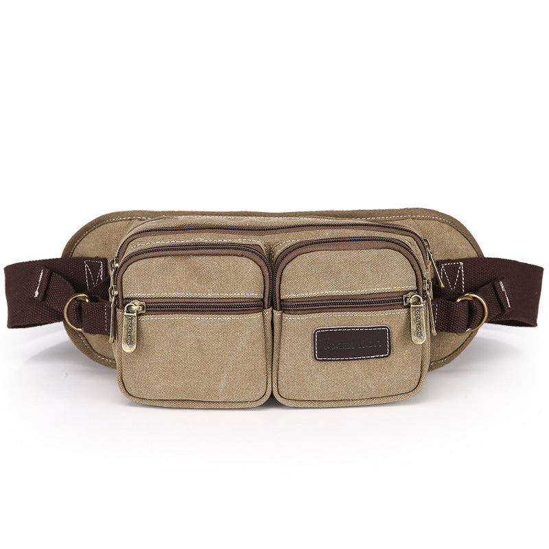Men's Canvas Korean Trendy Large Capacity Men's Waist Packs