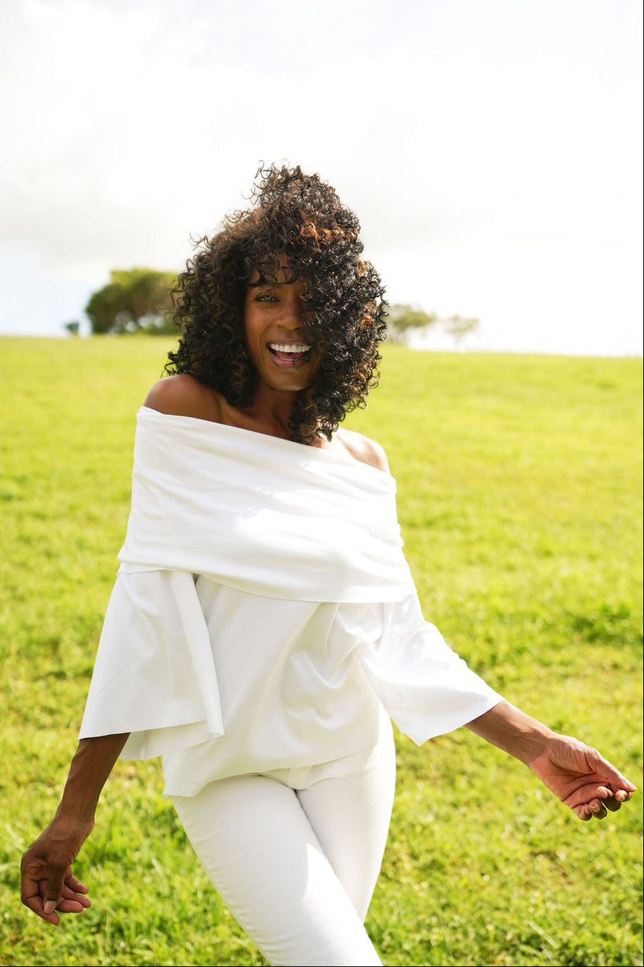 Top Jackie O de felpa francesa - Blanco