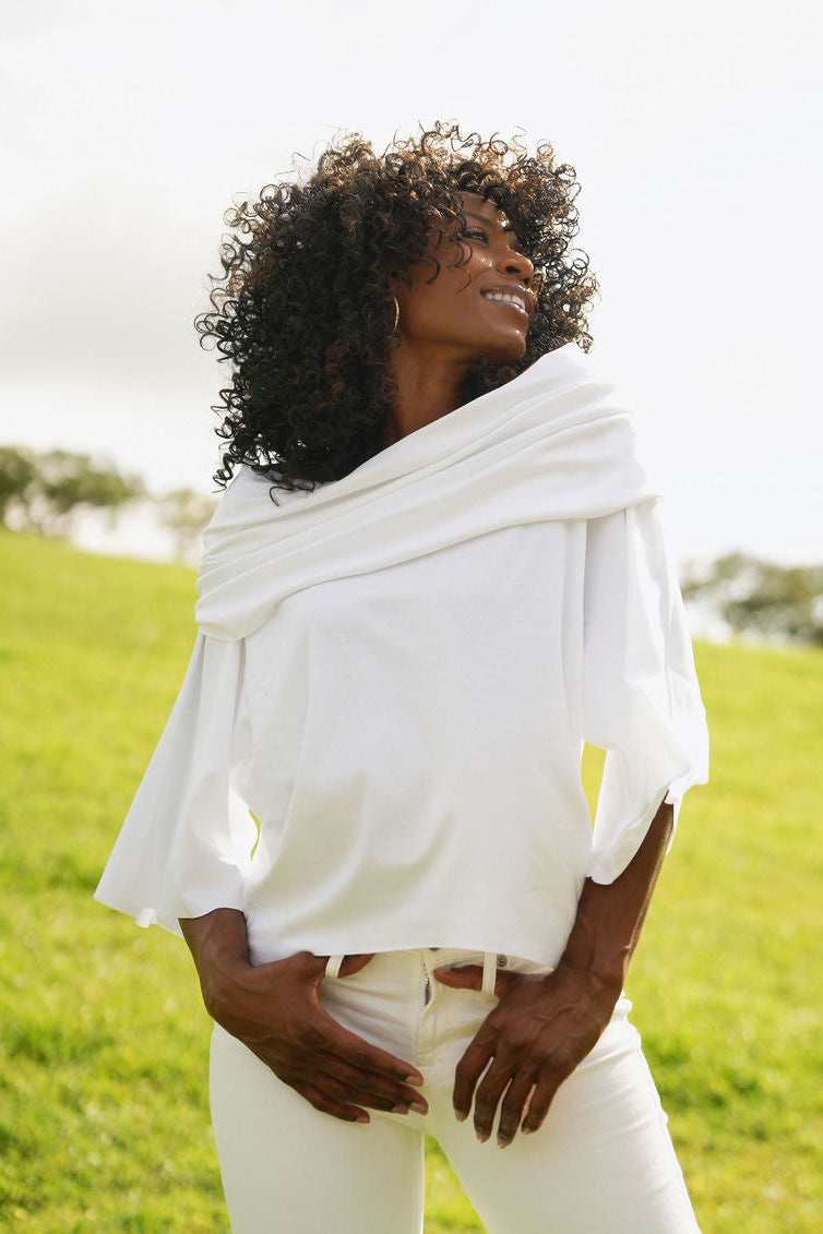 Top Jackie O de felpa francesa - Blanco
