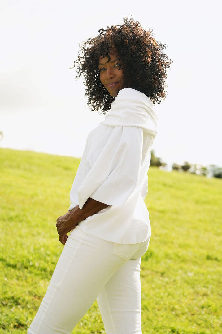 Top Jackie O de felpa francesa - Blanco