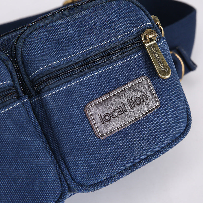 Men's Canvas Korean Trendy Large Capacity Men's Waist Packs