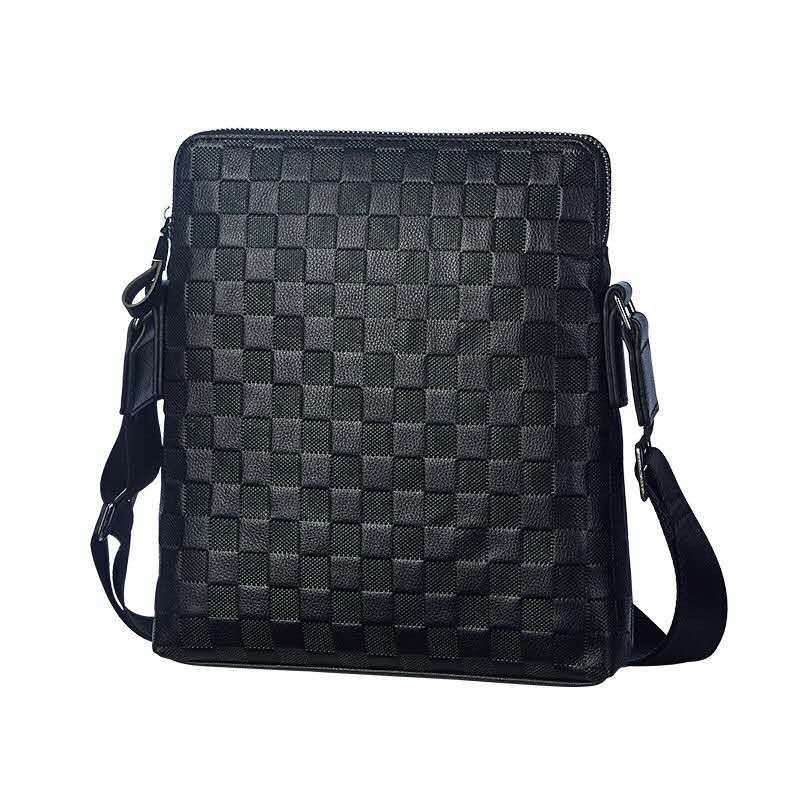 Men's First Layer Cowhide Leather Business Embossed Men's Shoulder Bags