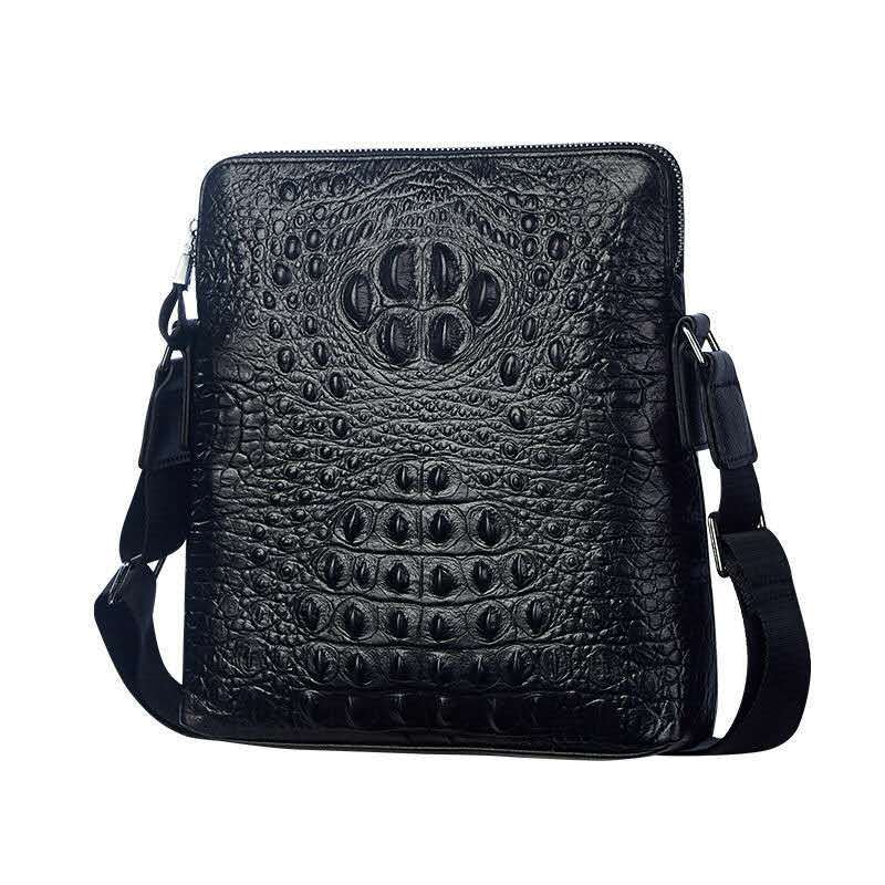 Men's First Layer Cowhide Leather Business Embossed Men's Shoulder Bags