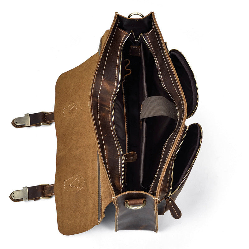 Men's Leather Vintage Crazy Horse Commuter Computer Men's Briefcases