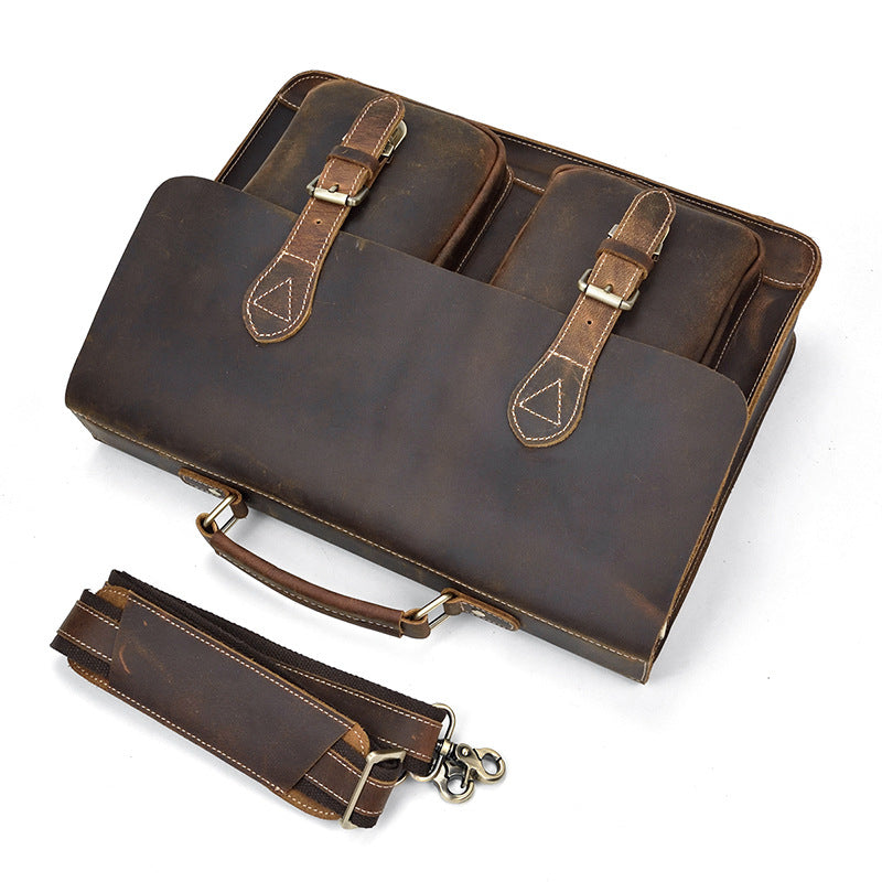 Men's Leather Vintage Crazy Horse Commuter Computer Men's Briefcases