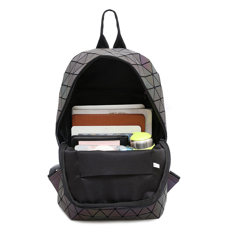 Women's Geometric Luminous Sequined Unisex Rhombus Preppy Backpacks