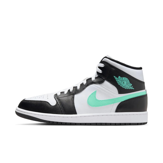 Jordan Nike Air 1 Mid Calzado Hombre Blanco/Verde Luminoso-Negro DQ8426 103 - Talla 11.5