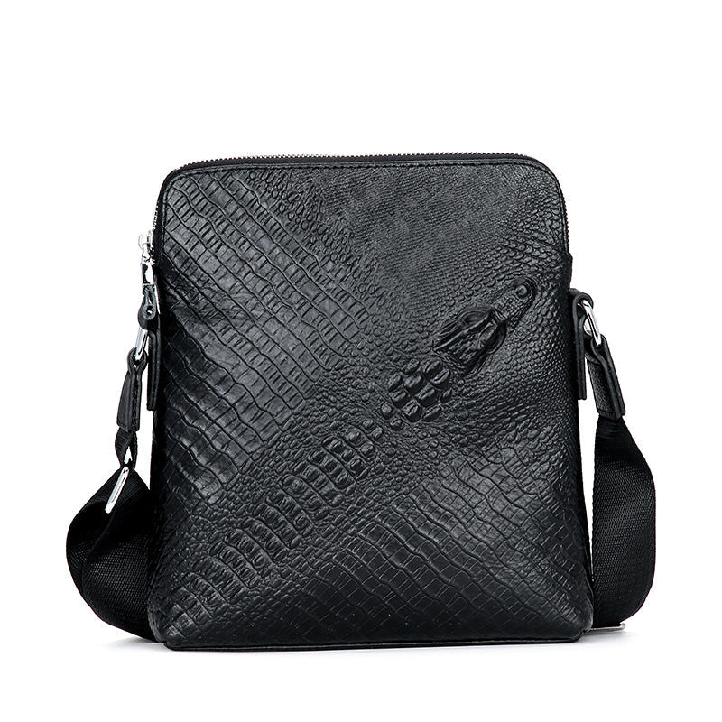 Men's First Layer Cowhide Leather Business Embossed Men's Shoulder Bags