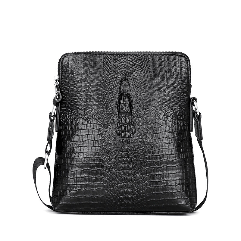 Men's First Layer Cowhide Leather Business Embossed Men's Shoulder Bags