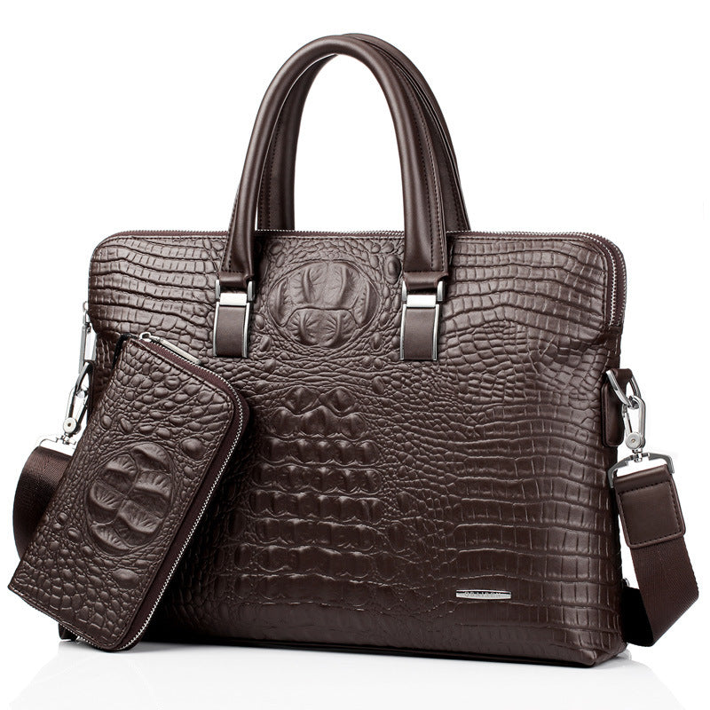 Men's Korean Style Business Large Capacity Crocodile Men's Briefcases