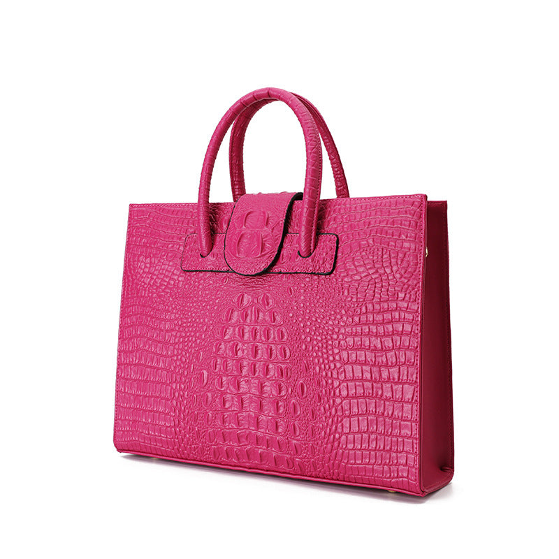 Women's Commuter Crocodile Pattern Genuine Leather Large Capacity Handbags