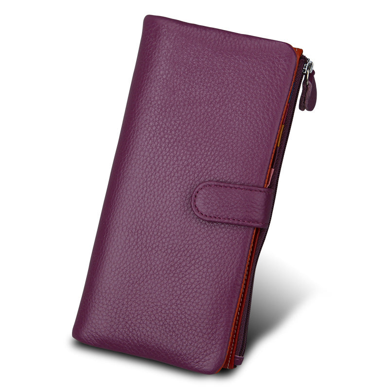 Women's Elegant Long First Layer Cowhide Ladies Wallets