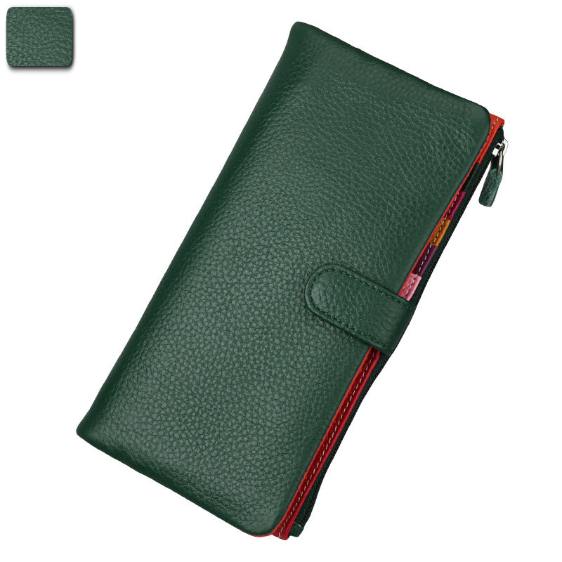 Women's Elegant Long First Layer Cowhide Ladies Wallets