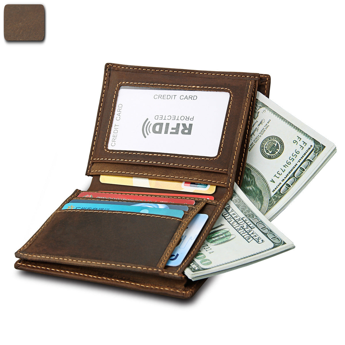 Men's Vintage Cowhide Short First Layer Leather Men's Wallets