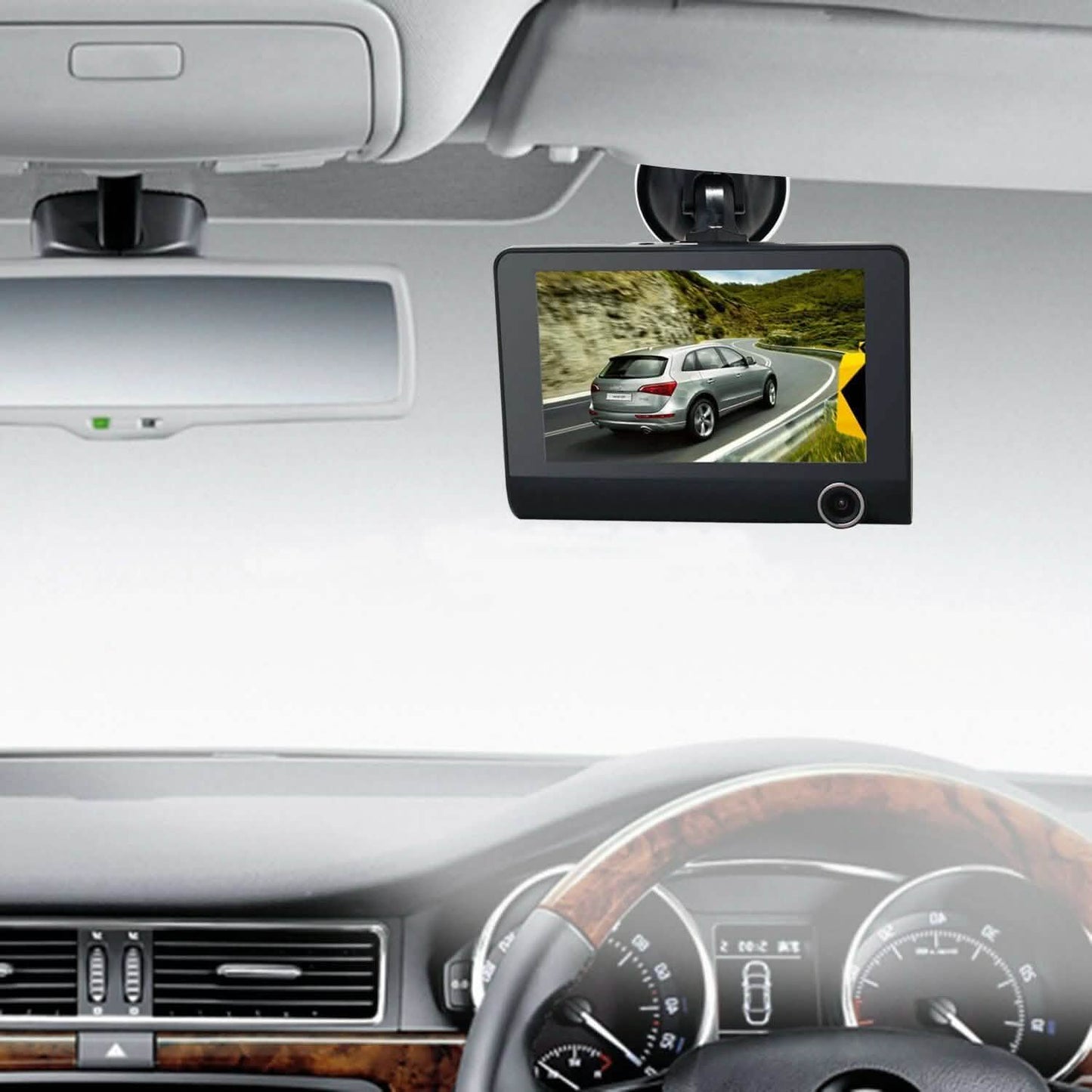 Cámara DVR de coche HD de doble lente 1080P de 4" retrovisor con grabación de vídeo, sensor G