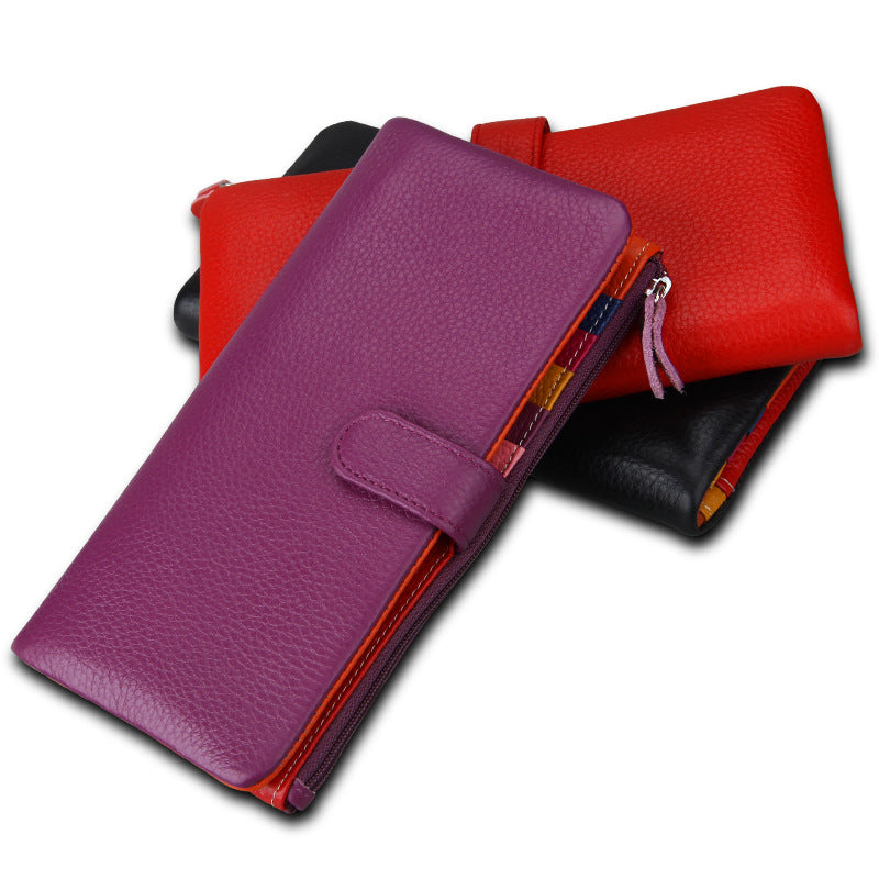 Women's Elegant Long First Layer Cowhide Ladies Wallets