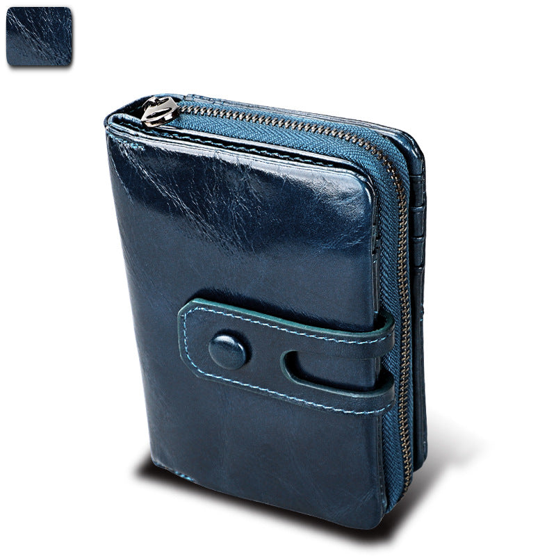 Women's Leather For Man Crazy Horse Zipper Men's Wallets