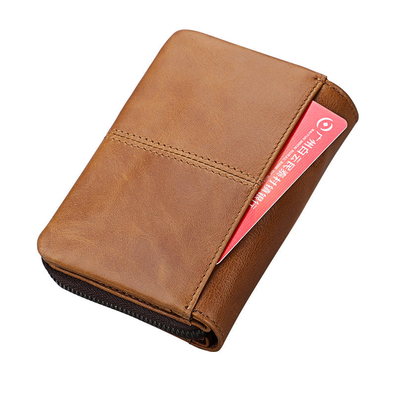 Women's Leather For Man Crazy Horse Zipper Men's Wallets