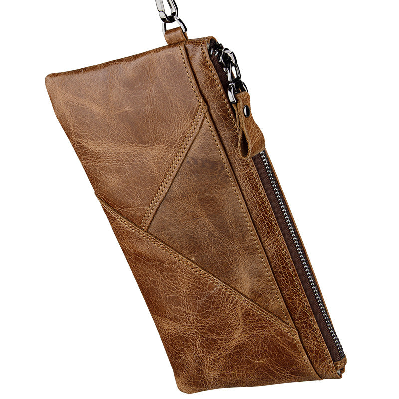 Men's Crazy Horse Leather Swiping Hand Color Men's Wallets