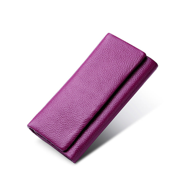 Women's Litchi Pattern Top Layer Cowhide Fashion Ladies Wallets