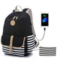 Women's Striped Canvas Large Capacity Computer Backpacks