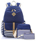 Women's Three-piece Korean Style Canvas Simple Backpacks