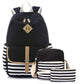 Women's Three-piece Korean Style Canvas Simple Backpacks