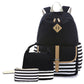 Women's Three-piece Korean Style Canvas Simple Backpacks