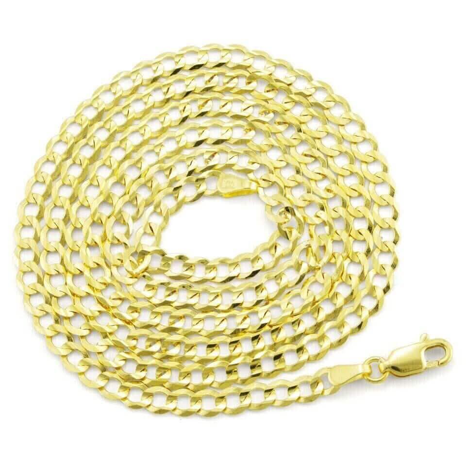 Cadena de eslabones cubanos de oro amarillo macizo de 10 quilates, 4 mm, con cierre de mosquetón