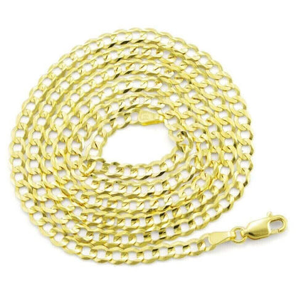 Cadena de eslabones cubanos de oro amarillo macizo de 10 quilates, 4 mm, con cierre de mosquetón