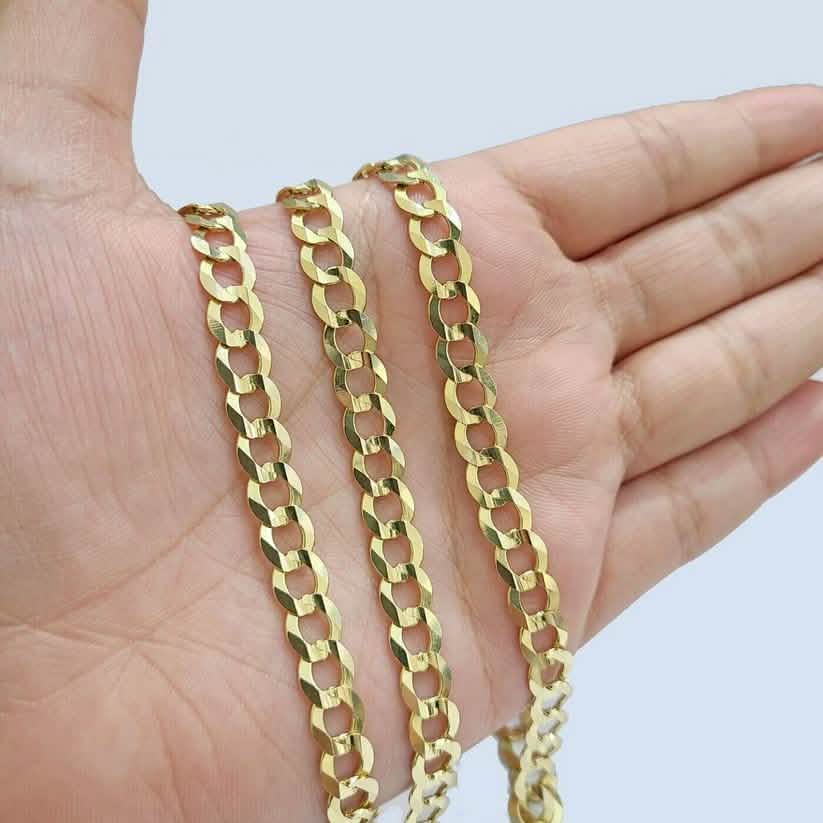 Cadena de eslabones cubanos Miami de oro amarillo de 10K, 6mm