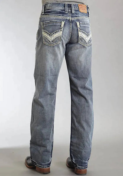 Stetson 1312 Relaxed Fit Jeans with Pieced Back Pocket (Light Wash) - Men's Bootcut Jeans (Closeout)