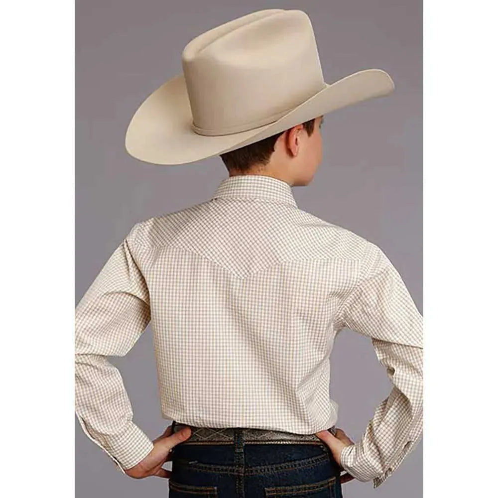 Camisa Western para Niño Stetson de Dos Rayas a Cuadros (Amarilla/Dorada/Blanca)
