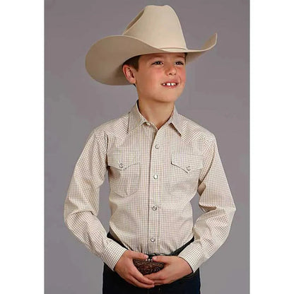 Camisa Western para Niño Stetson de Dos Rayas a Cuadros (Amarilla/Dorada/Blanca)