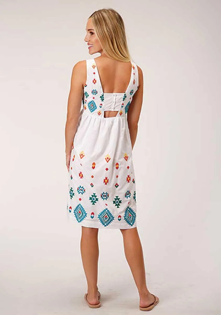 Vestido de algodón sin mangas Stetson Bright Schiffli (Blanco) - Mujer