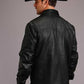 Stetson Leather Western Shirt Jacket (Black) - Men's Leather Jacket