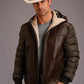 Stetson Novelty Solid Hooded Jacket (Brown) - Men's Leather Jacket