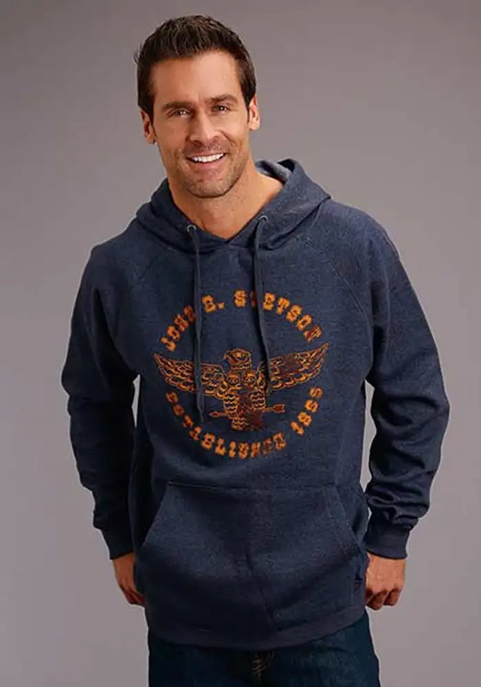 Sudadera con capucha para hombre - Stetson Eagle en Escudo Circular (Azul Marino)