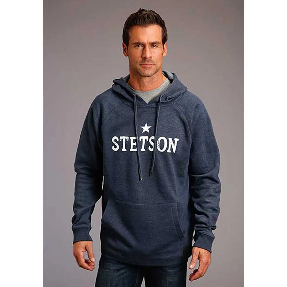 Stetson Large Star Logo (Navy Heather) - Men's Hoodie Sweatshirt