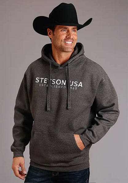 Sudadera con capucha para hombre Stetson USA Distressed (Gris)
