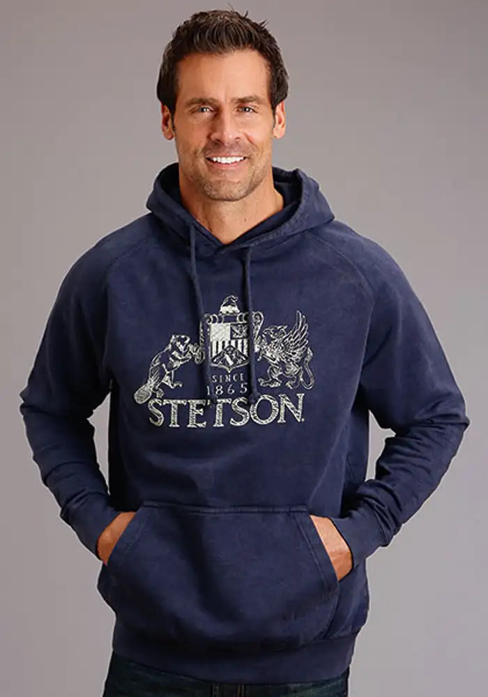 Sudadera con Capucha para Hombre Stetson Vintage Emblem (Azul Marino)