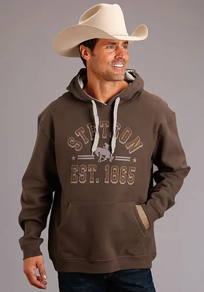 Sudadera con capucha Stetson de mezcla de algodón Est. 1865 (marrón) para hombre
