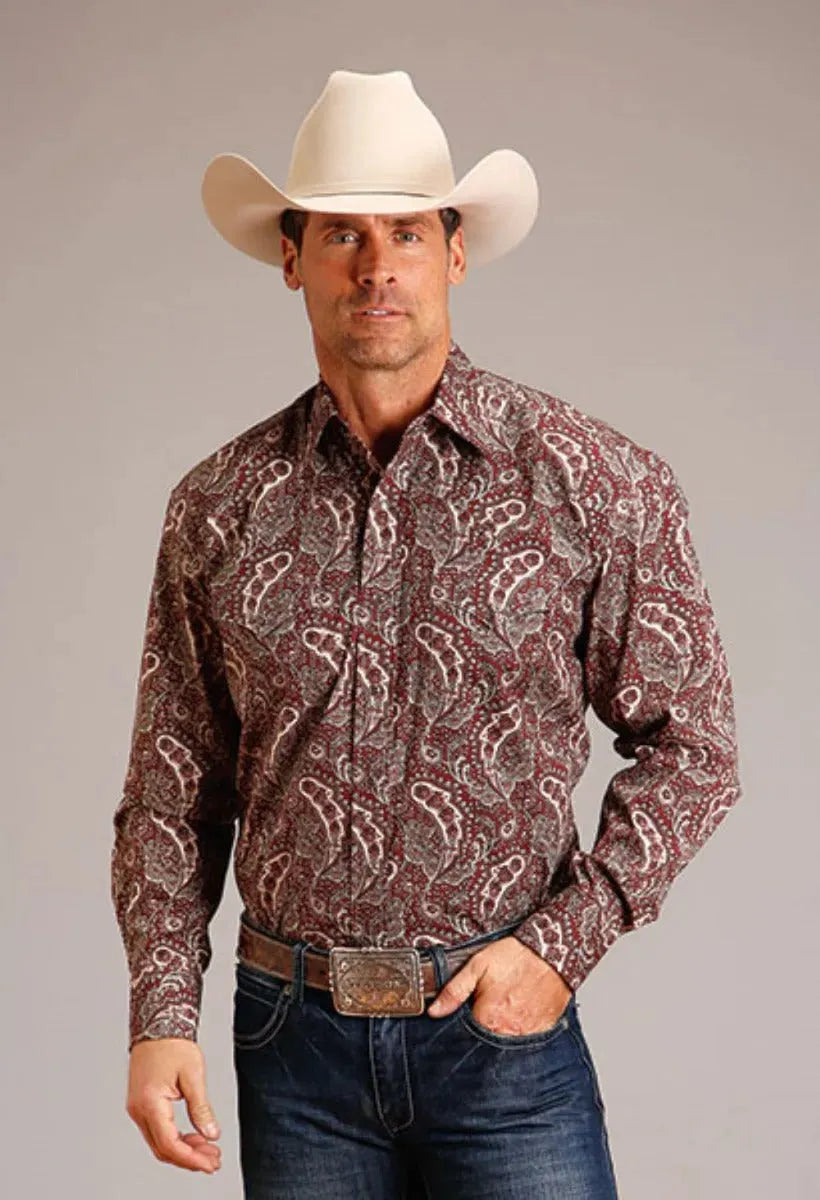 Stetson Siren Paisley (vino) - Camisa Western de hombre