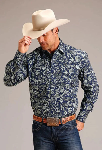 Stetson Midnight Paisley (Azul) - Camisa Vaquera para Hombre