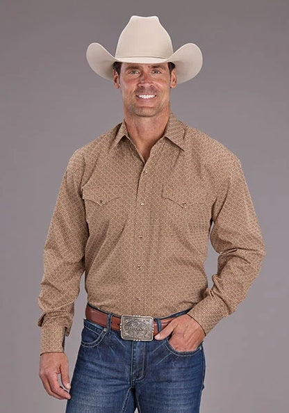 Stetson 2516 Spice Mosaic (Brown) - Men's Western Shirt