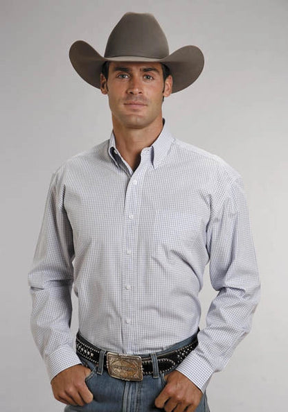 Stetson 5663 Two Stripe Straight (Blue) - Men's Western Shirt
