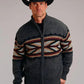 Stetson Arrow Border (Grey) - Men's Wool Blended Sweater