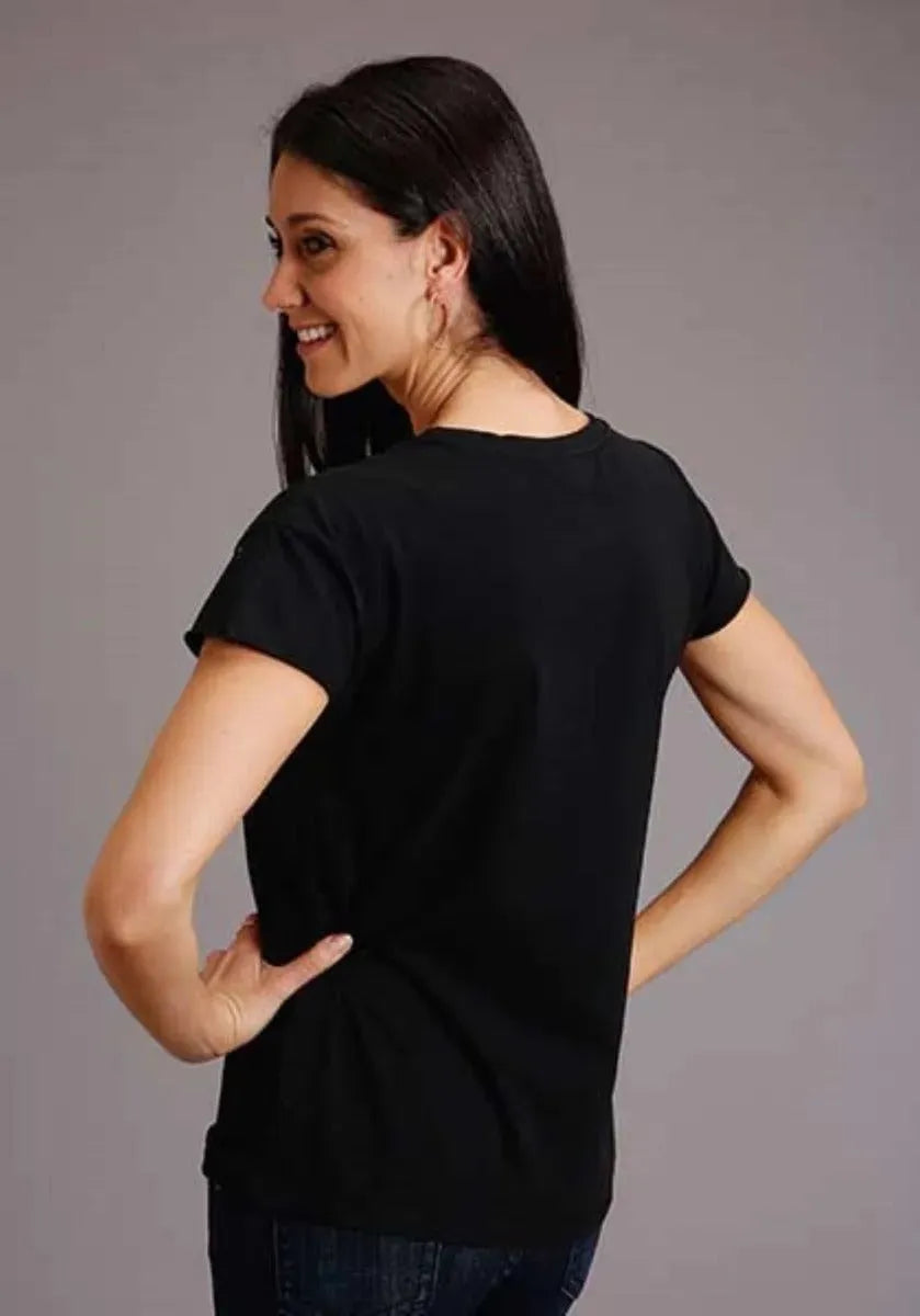 Camiseta de manga corta Stetson Cactus and Red Sunset (Negro) - Para mujer