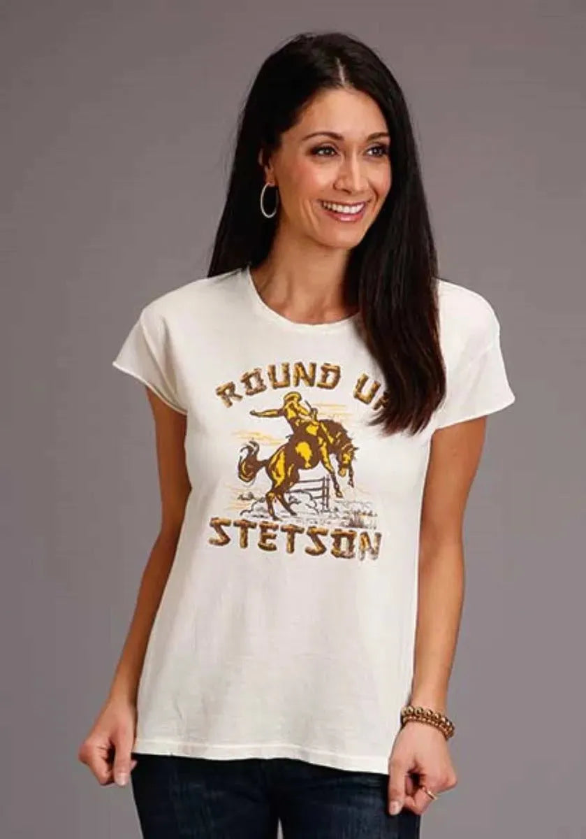 Stetson Round Up (Blanca) - Camiseta de manga corta para mujer